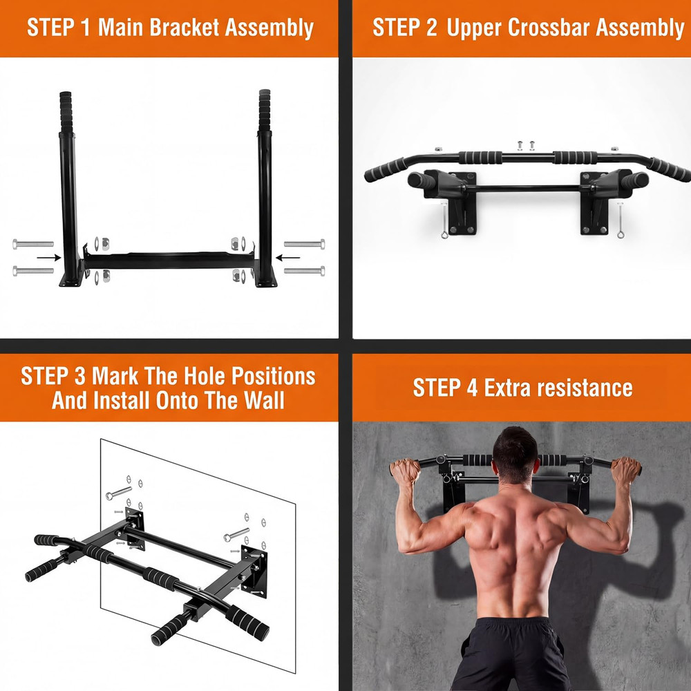 Pull up Bar Wall Mounted - Multifunctional Wall Mounted Pull up Bar for Home Gym