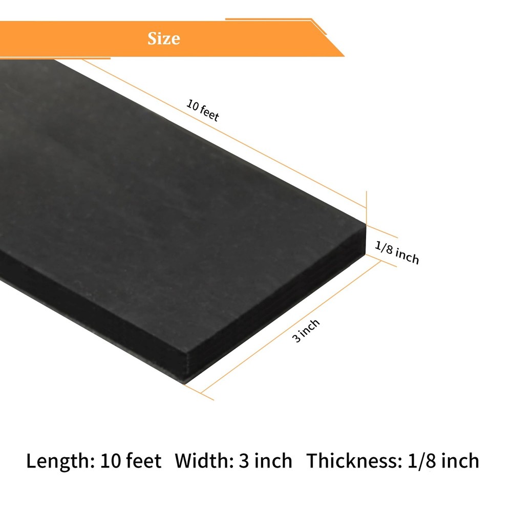 Solid Neoprene Rubber Strips with Adhesive Backing 1/8 (.125)" Thick x 3" Wid...