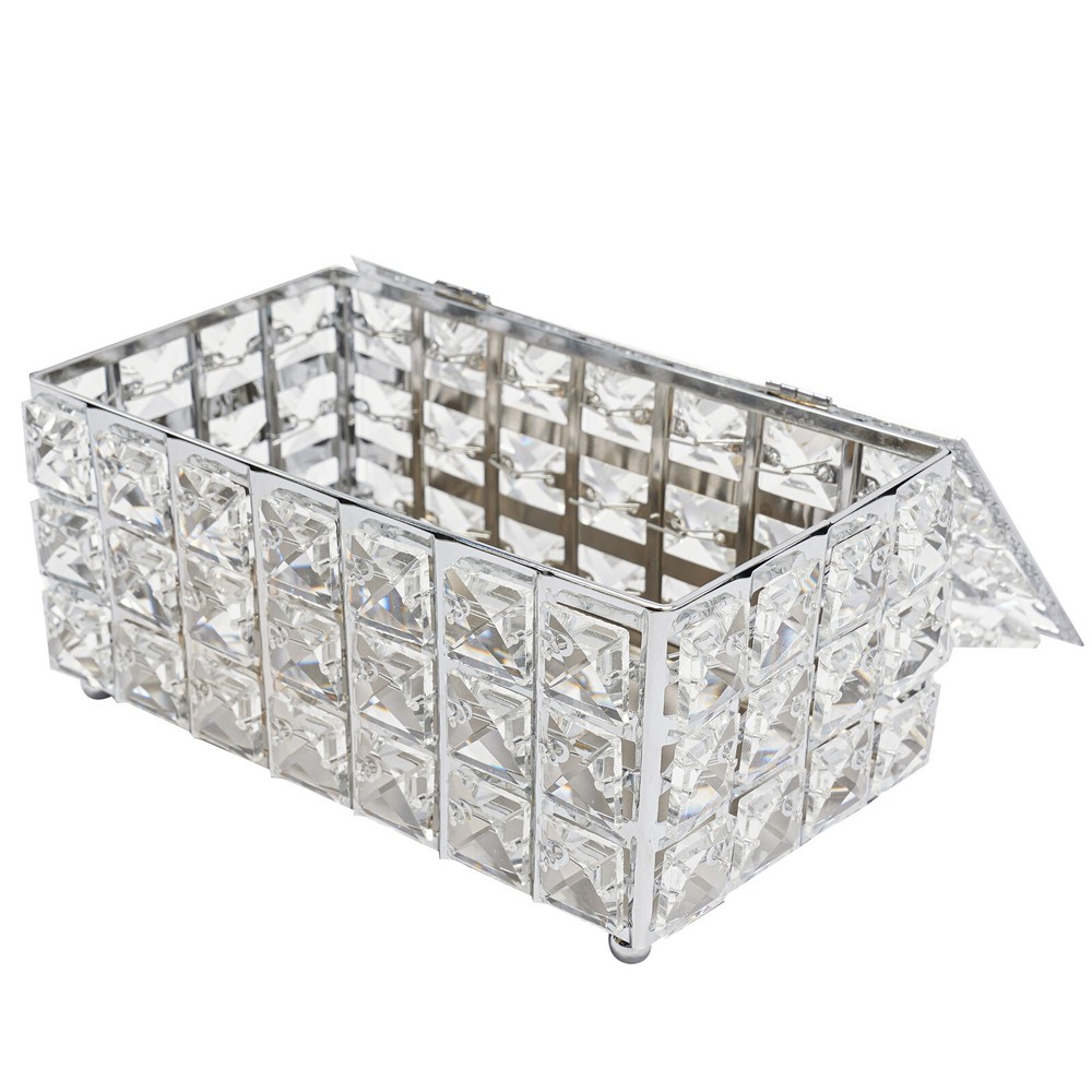 Crystal Tissue Box Rhinestone Rectangular Napkin Case Paper Tissue Holder Box