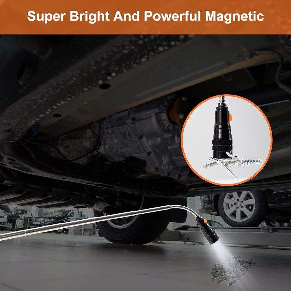 LED Magnetic Pickup Tools Telescoping Flashlights with Extendable Magnet Stick
