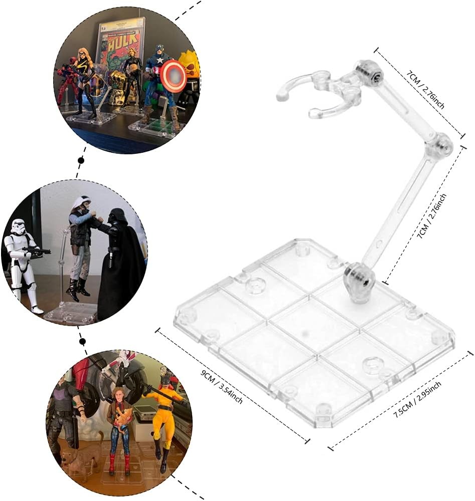 Action Figure Stand, 8 PCS Assembly Display Holder Base clear
