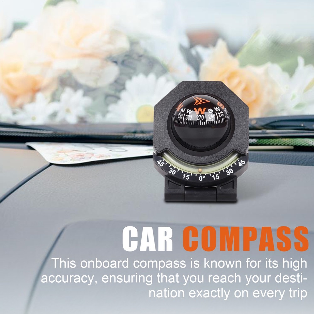 Car Dashboard Compass 180° Adjustable High Precision Foldable Spherical Compass