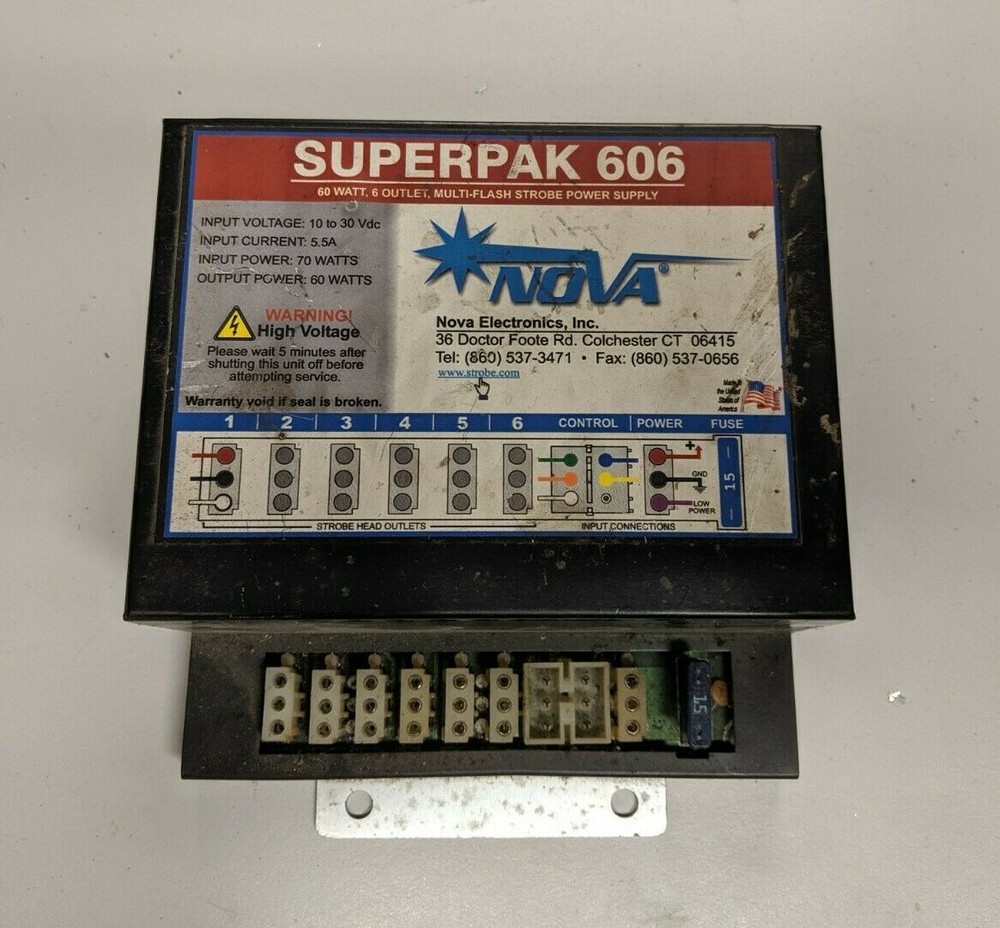 Code 3 Nova 60 Watt x6 Strobe Light Superpak 606 Police Fire Power Source Supply