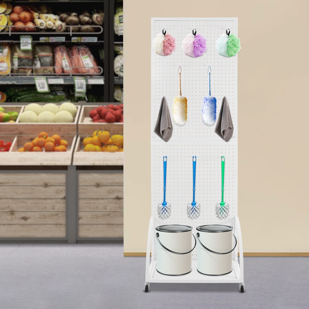 Merchandise Display Rack Retail Pegboard Rack White Iron Pegboard Display Stand