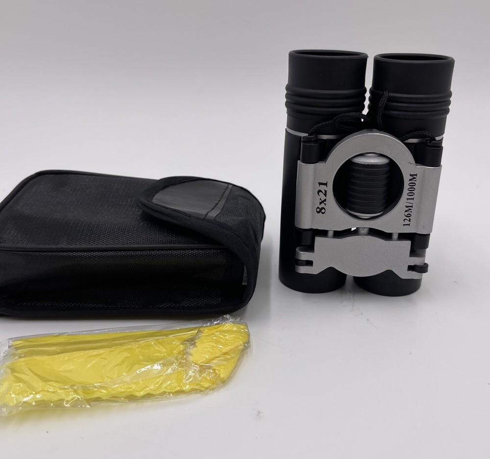 New Optics Binocular 8x21 Black Binoculars Binoculars + Case