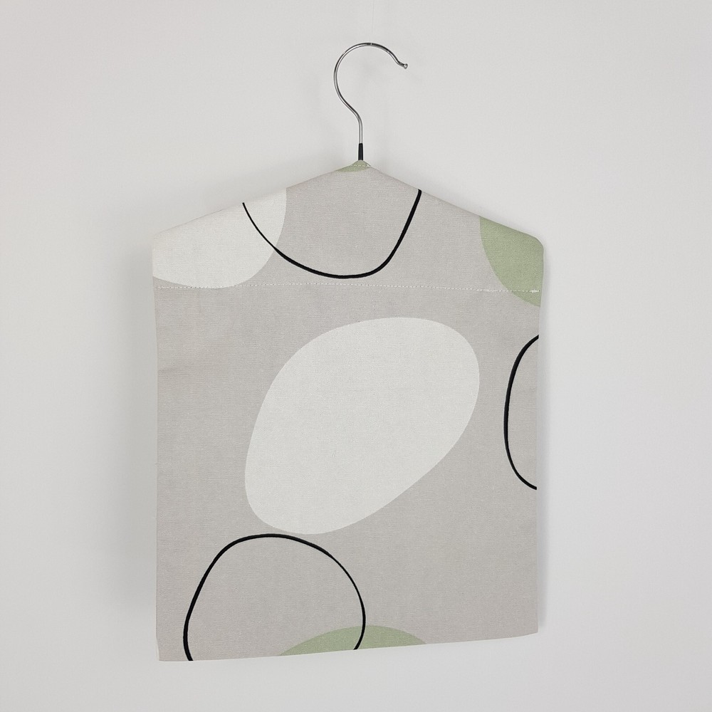 Peg Bag Handmade Light Grey Green Abstract Lined Laundry Clothes Peg Holder