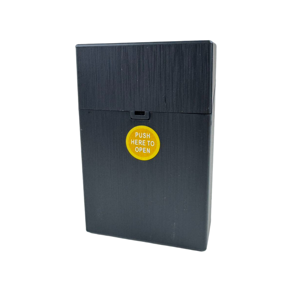 12 PACK King Size Push-to-Open Plastic Cigarette Case Metal Design