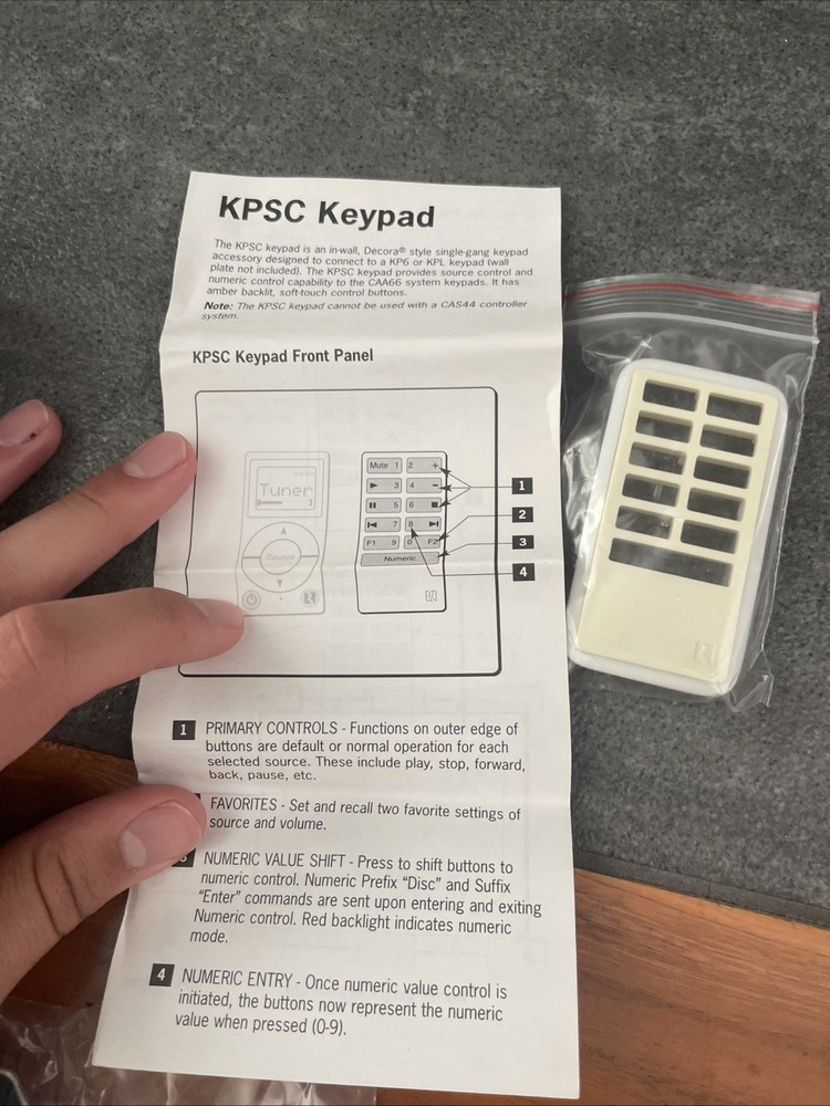 Russound KPSC Source Keypad CAA66 Compatible- NIB- White