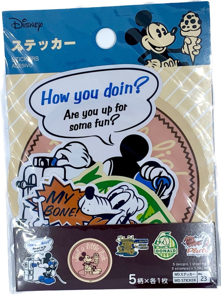 Disney Stickers - Mickey Mouse Donald Duck Pluto, Retro Theme Decals