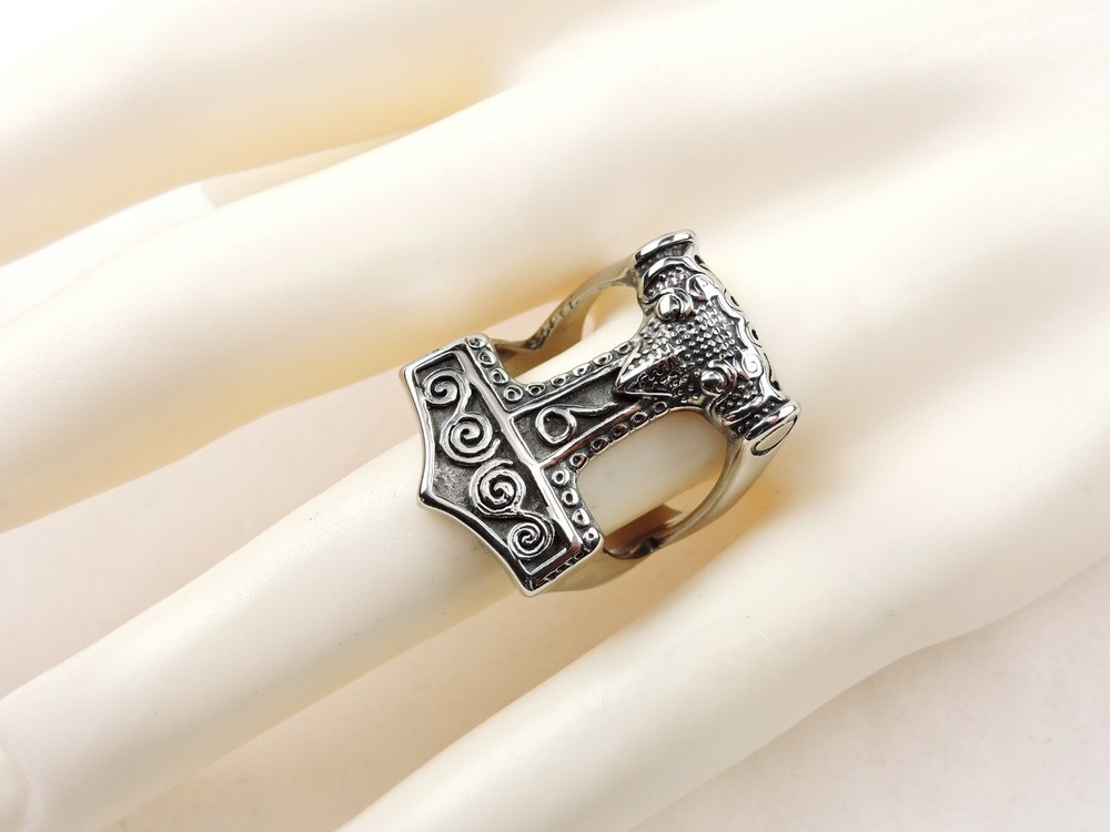 Stainless Steel Viking Hammer Ring - Free Gift Packaging