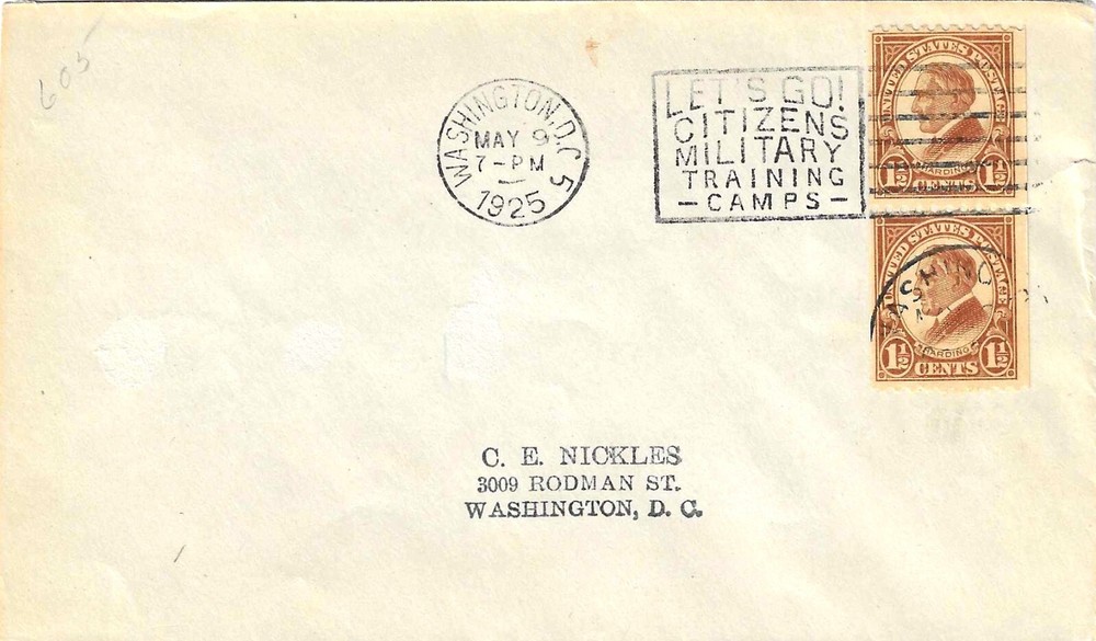 FDC  #605 --  1 1/2c Harding  --  pair