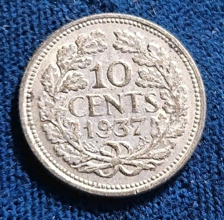 1937 Netherlands 10 Cents Silver (KM.#163)
