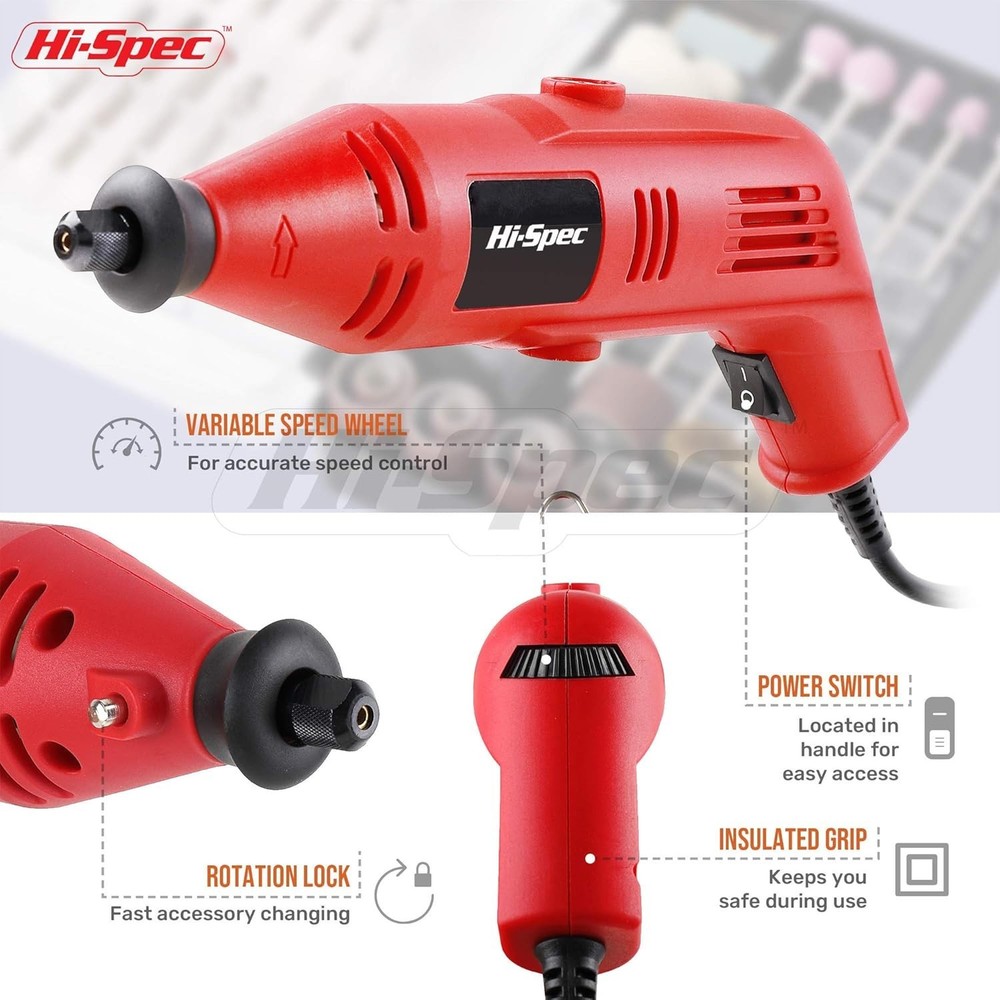 130W High-Speed Rotary Multi Tool with 121 Accessories - Versatile Crafting