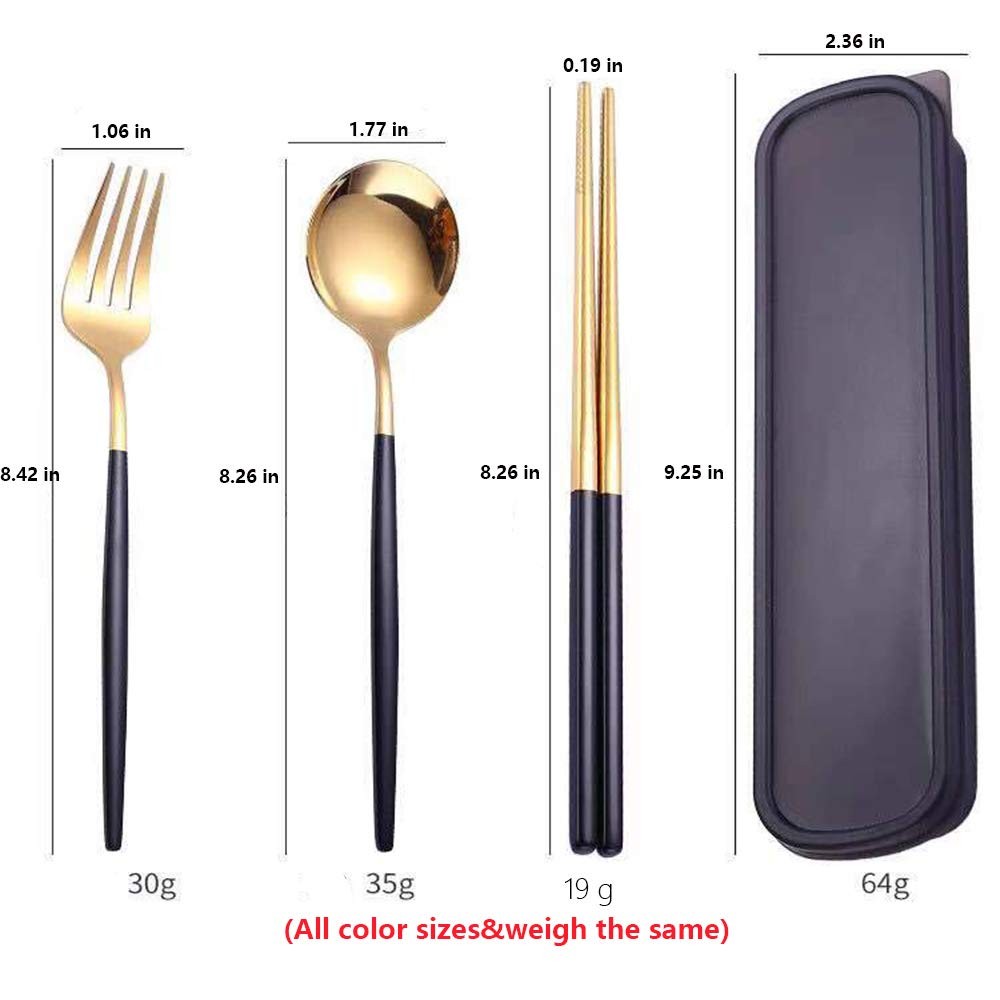 4 Pcs Portable Stainless Steel Tableware Set, Dishwasher Safe Reusable Flatwa...