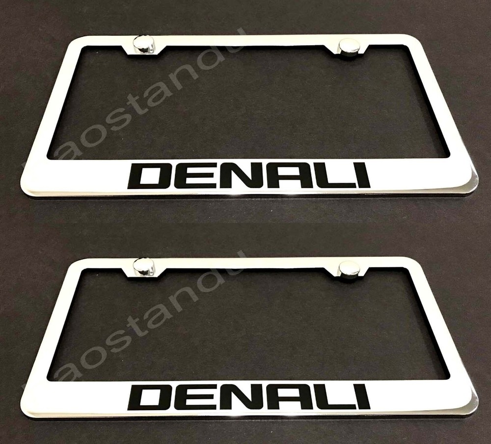 (2PCS) DENALI TEXT CHROME METAL LICENSE PLATE FRAME