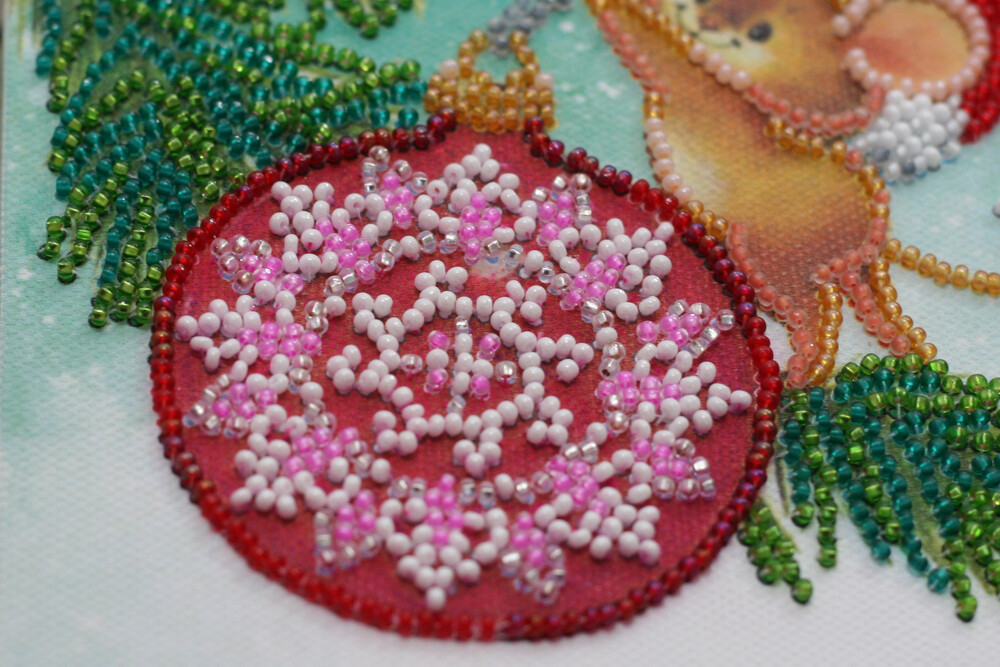 DIY Bead Embroidery Kit Christmas Decor Beaded stitching needlepoint beadwork