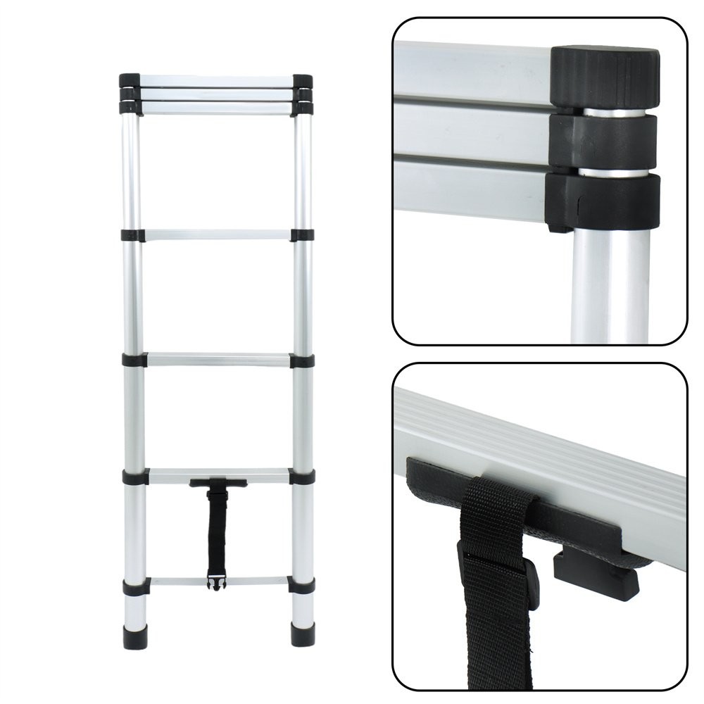 6.6 FT Folding Aluminum Telescoping Compact Ladder Telescopic For Home 330lbs