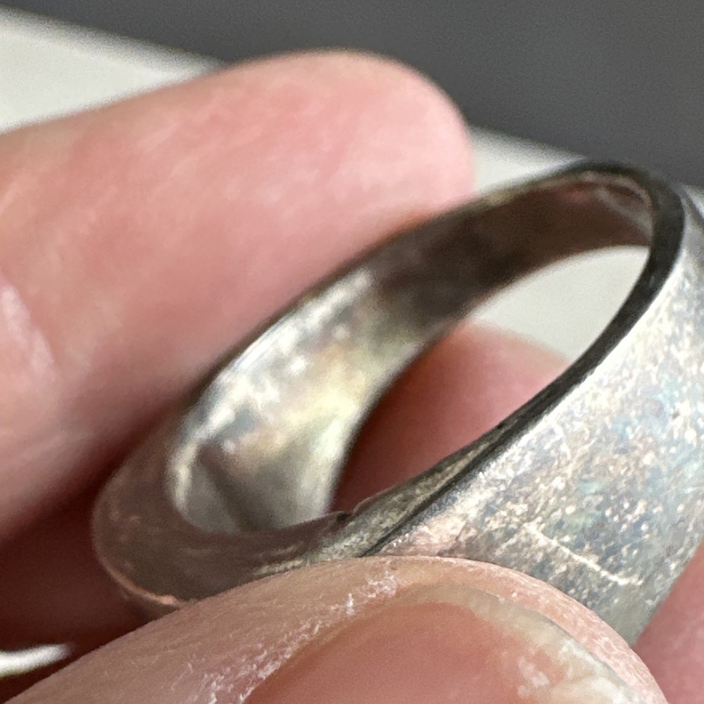 Vintage Sterling Silver Size 8.4 Turquoise Ring