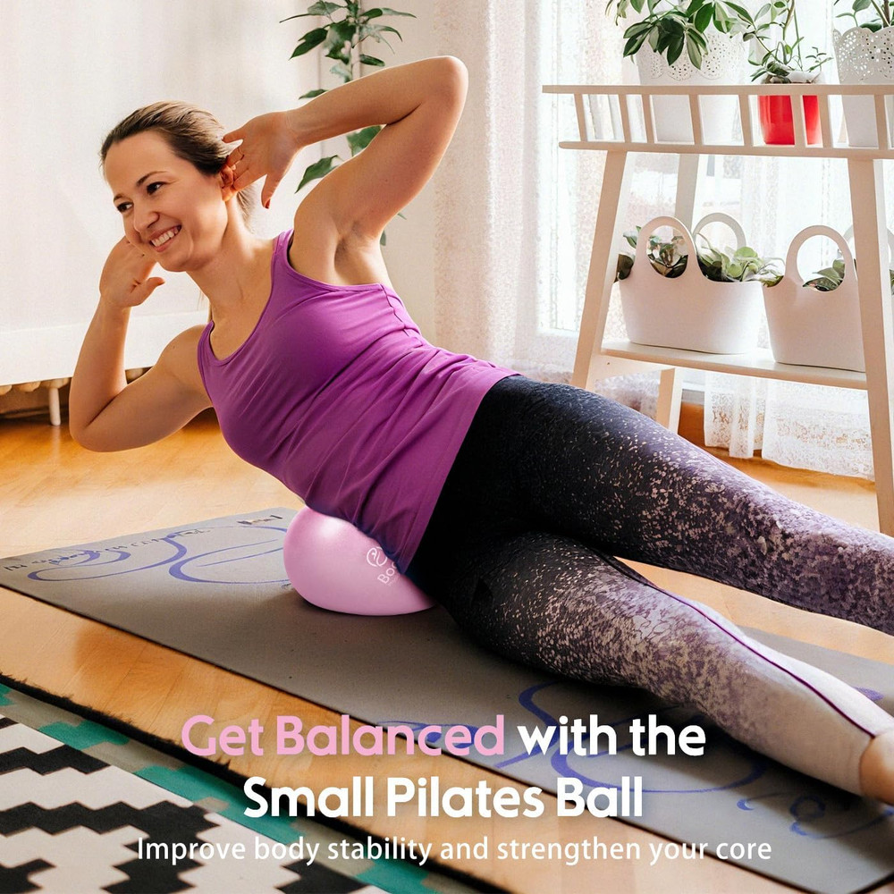 Small Exercise Ball with Pump, 9 Inch Mini Pilates Ball with Exercise Guide, Sma
