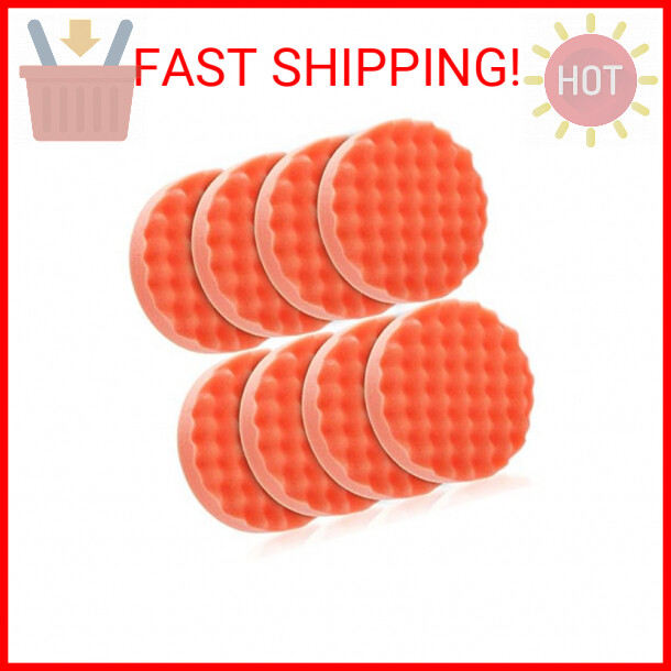 Fasmov 8 Pack 6" Buffing Polishing Pads Waffle Buffing Pads, Orange Microfiber B