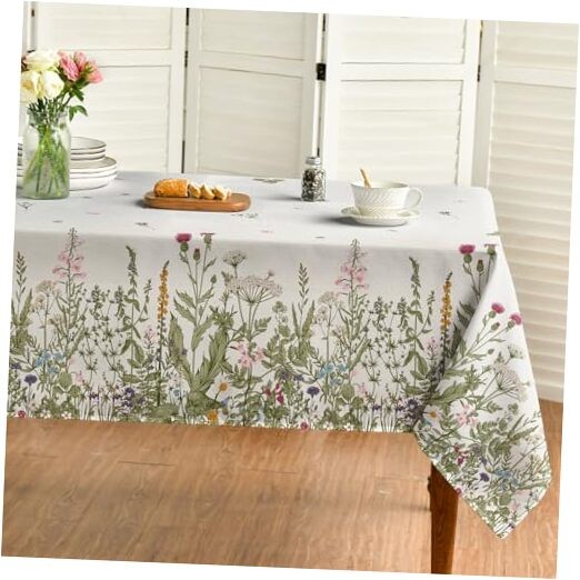 Spring Summer Tablecloth 60x84 Inch Rectangular, 60" x 84" (Rectangular) Beige