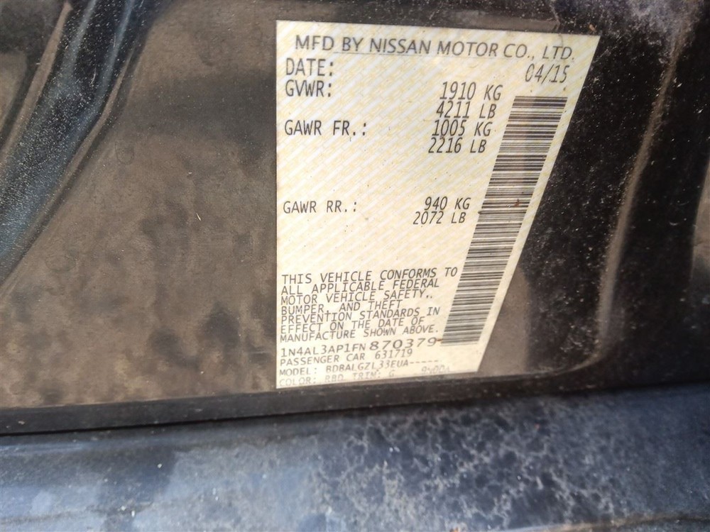 ALTIMA 2015 Fuse Box Cabin 41886