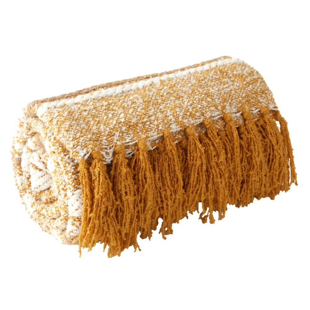 Cozy Yellow Chenille Throw Blanket Soft Lightweight