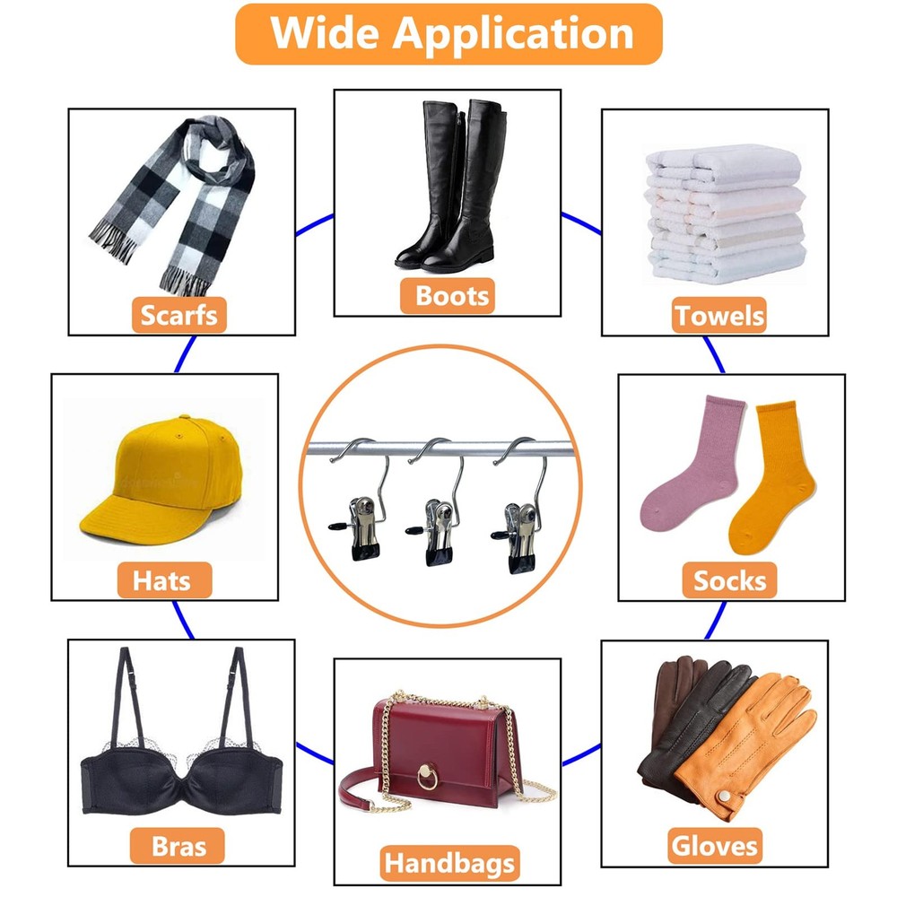 Boot Hangers for Closet, 12 Pack Hanging Hooks for Laundry, Towel Clips Boot ...