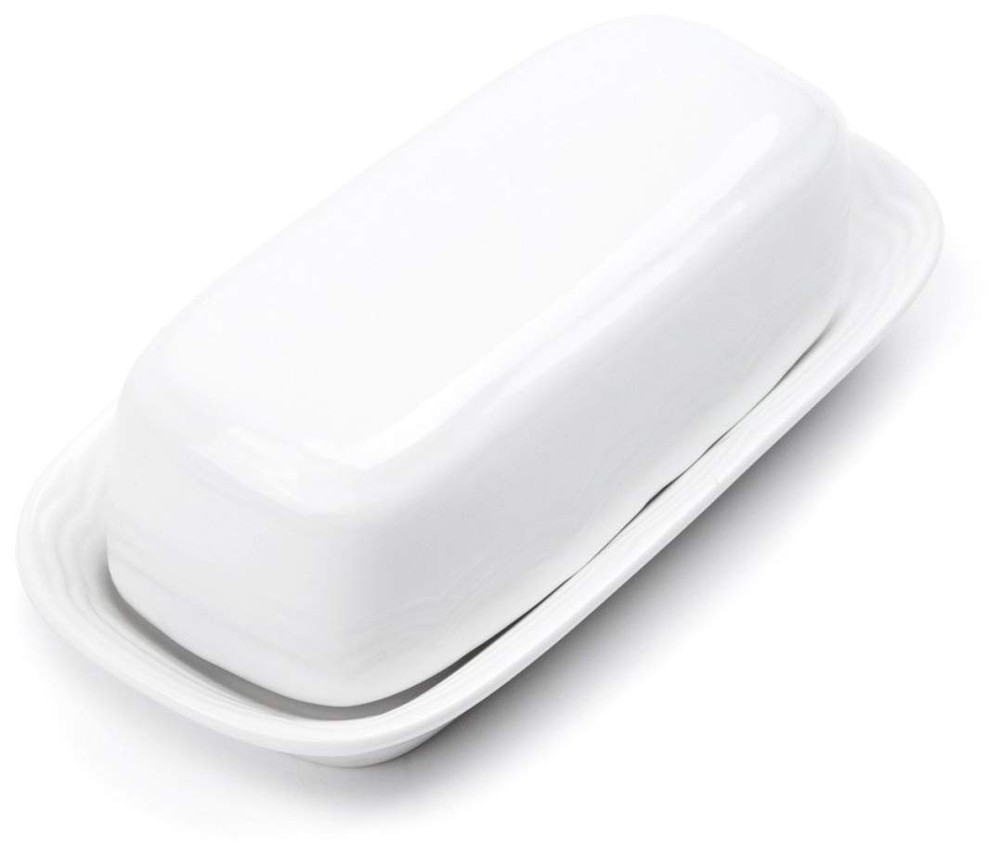 Butter Dish, White Stoneware