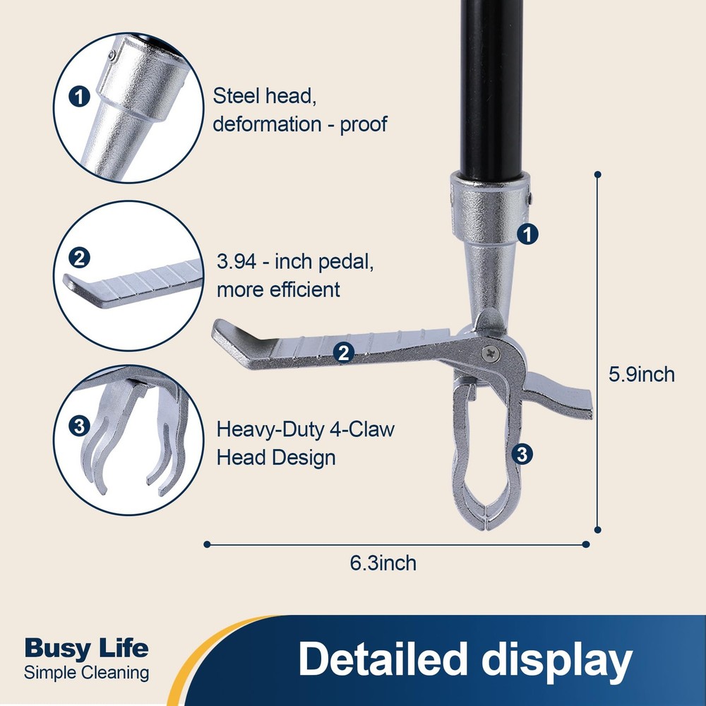 Yocada Weed Puller Tool Stand Up Remover with 4 Claw Steel silver