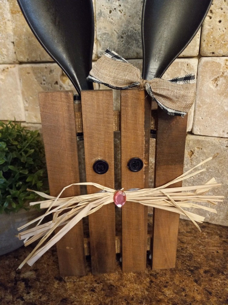 Handmade stained wood bunny