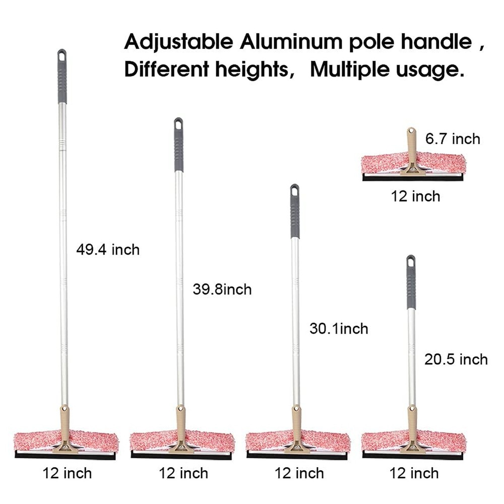 Multi-Purpose 12 inch Window Squeegee with 6.7inch-49.4inch Adjustable Alumin...
