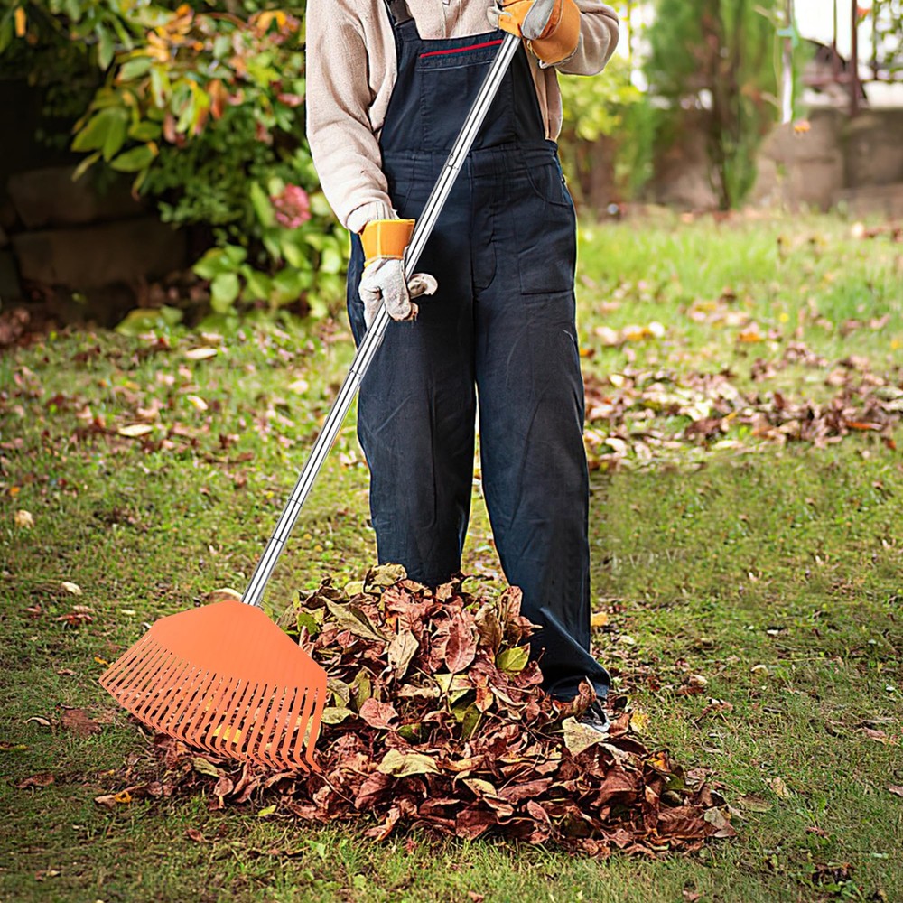16.5-Inch Wide Adjustable Handle Leaf Rake - Plastic Rake Head, Lightweight &...