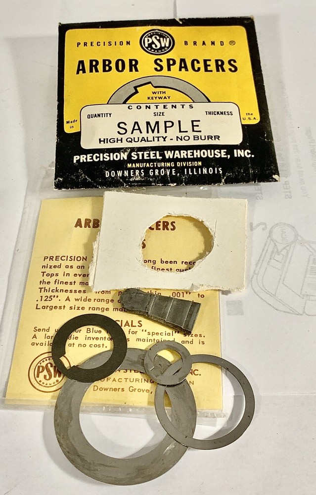 Vintage Percision Brand Arbor Spacers With Keyway Sample