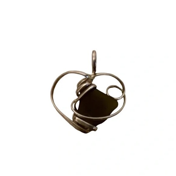 Sterling Silver Wire Wrapped Agate Heart Pendant