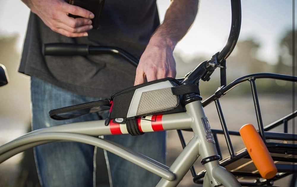 BELL™ Top Mount Bicycle Frame Bag ~ PHONE-SEE-THRU ~ Key-Hook etc / Reflective