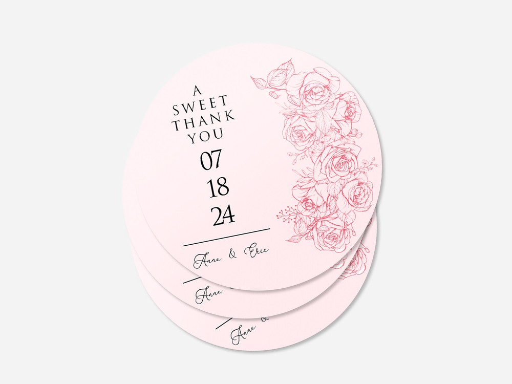 Personalised wedding round sticker labels, custom stickers