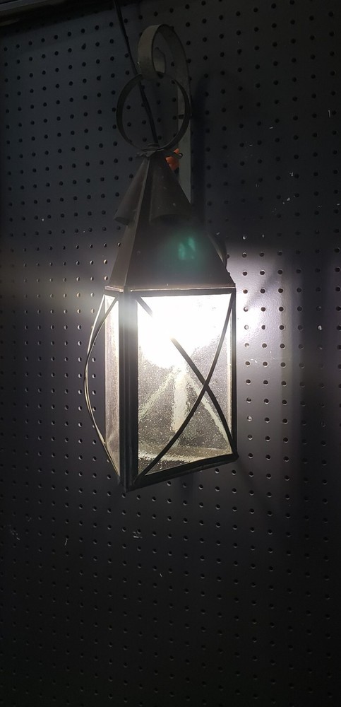 Copper Triangular Wall Sconce w/ Seeded Glass & Ornate Frame 21 1/2" T GS00097
