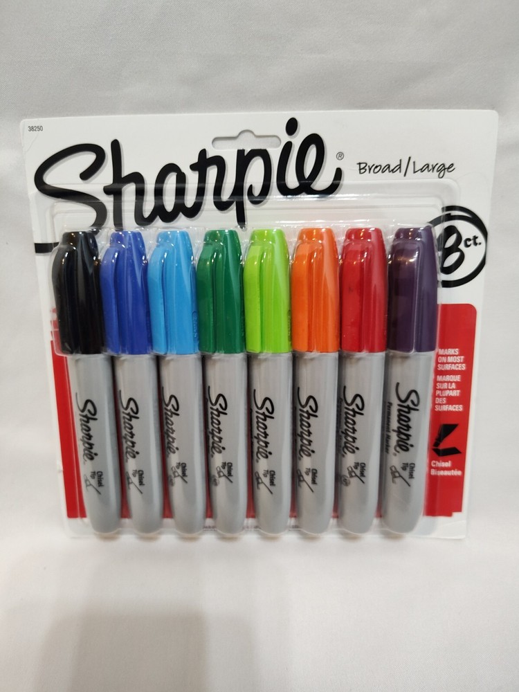 Sharpie Permanent Markers, Chisel Tip, Classic Colors, 8 Count