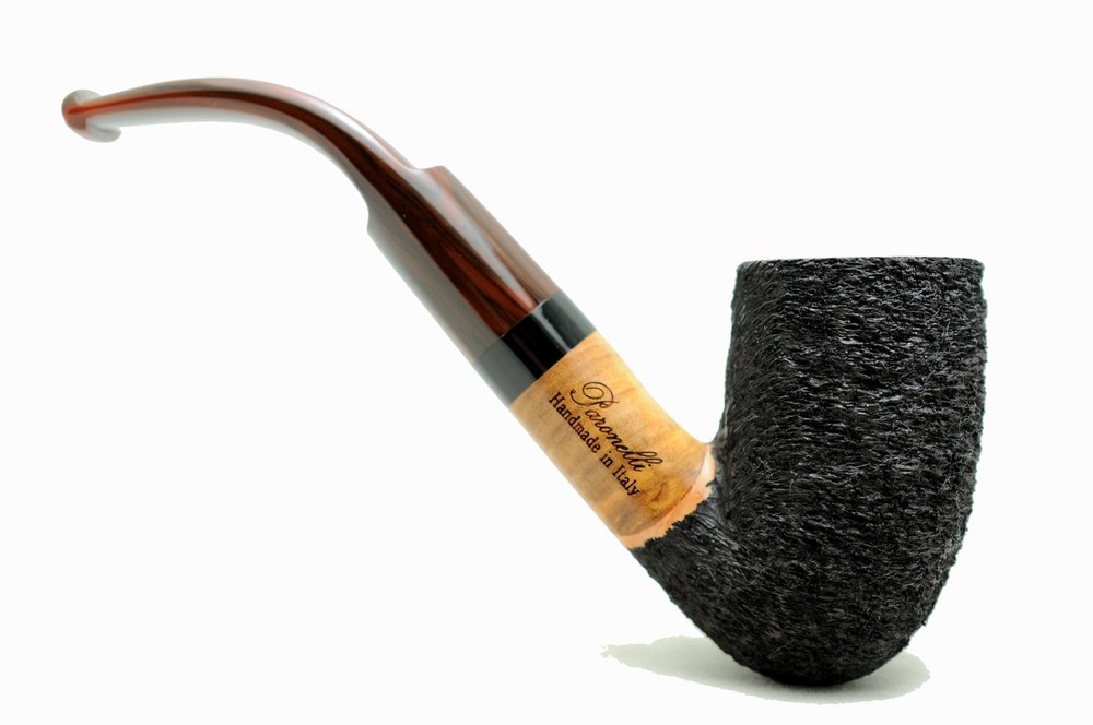 Brand new briar pipe PARONELLI bent rusticated black handmade