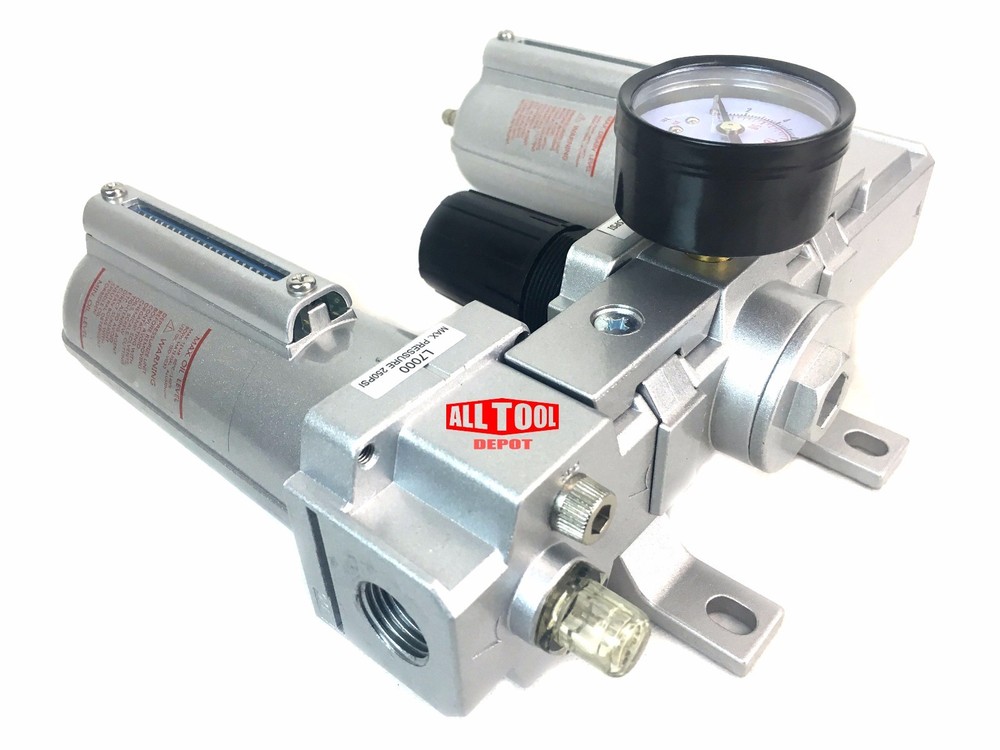 1/2" COMBO PARTICULATE FILTER REGULATOR LUBRICATOR COMPRESSED AIR Manual Drain