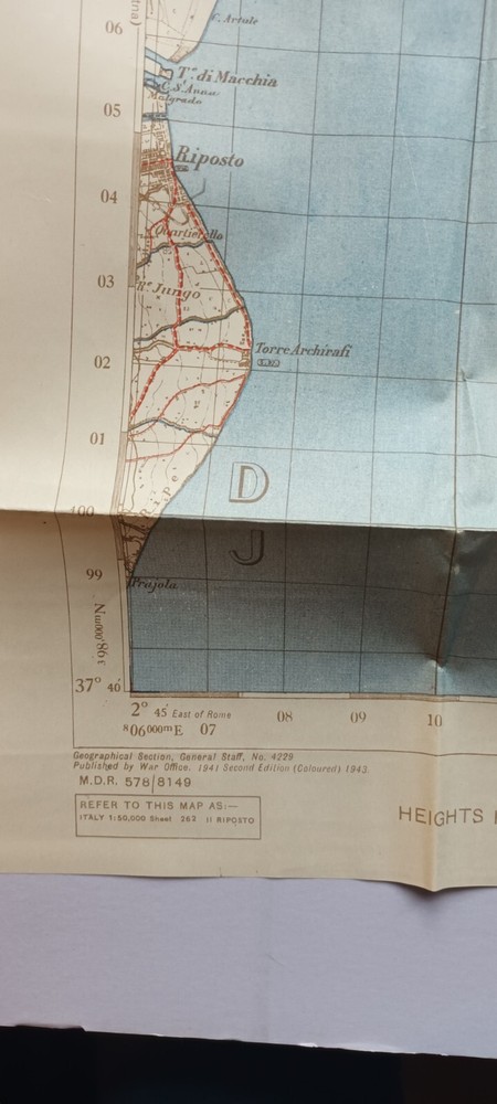 Ww2 Sicily Husky Operation Original 1943 Riposto Map