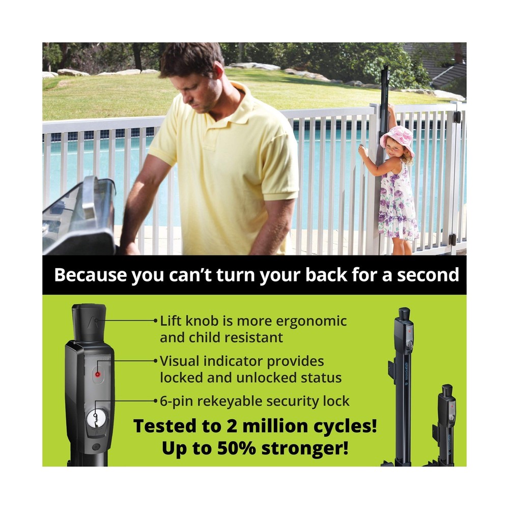 National Hardware MagnaLatch Pool Safety Gate Latch, Vertical Pull, Black, Mo...