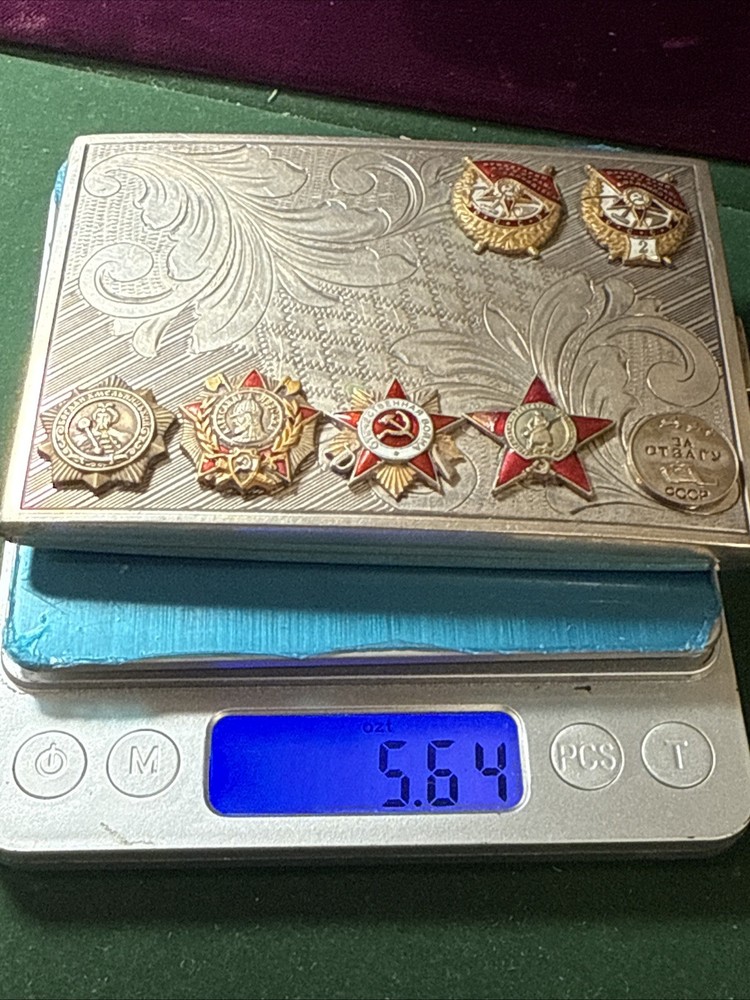 Cigarette Case Scandinavian SILVER .875 with Soviet Awards