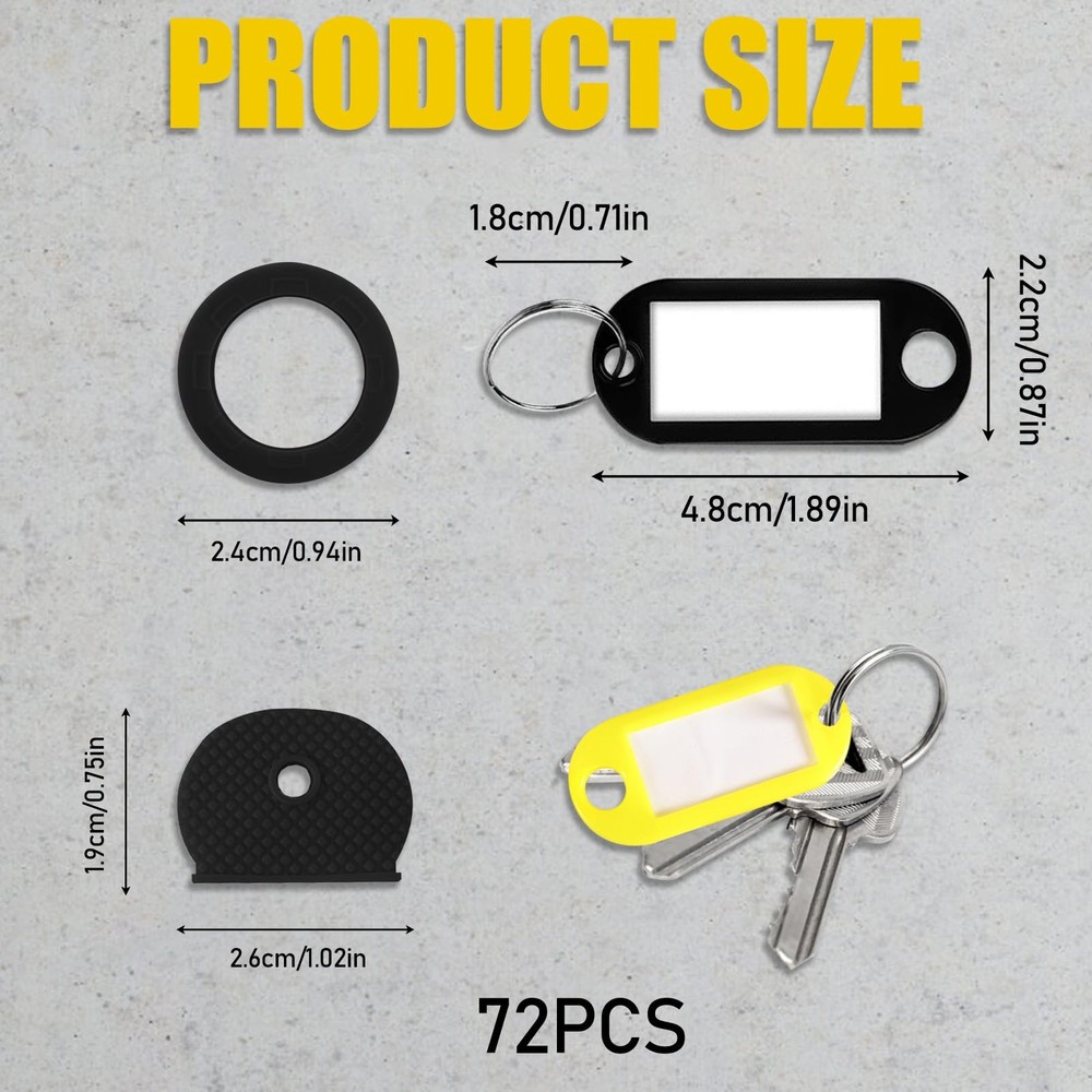 72 Pcs Key Caps Covers Tags, Plastic Key Identifier Covers Plastic Tags Label...