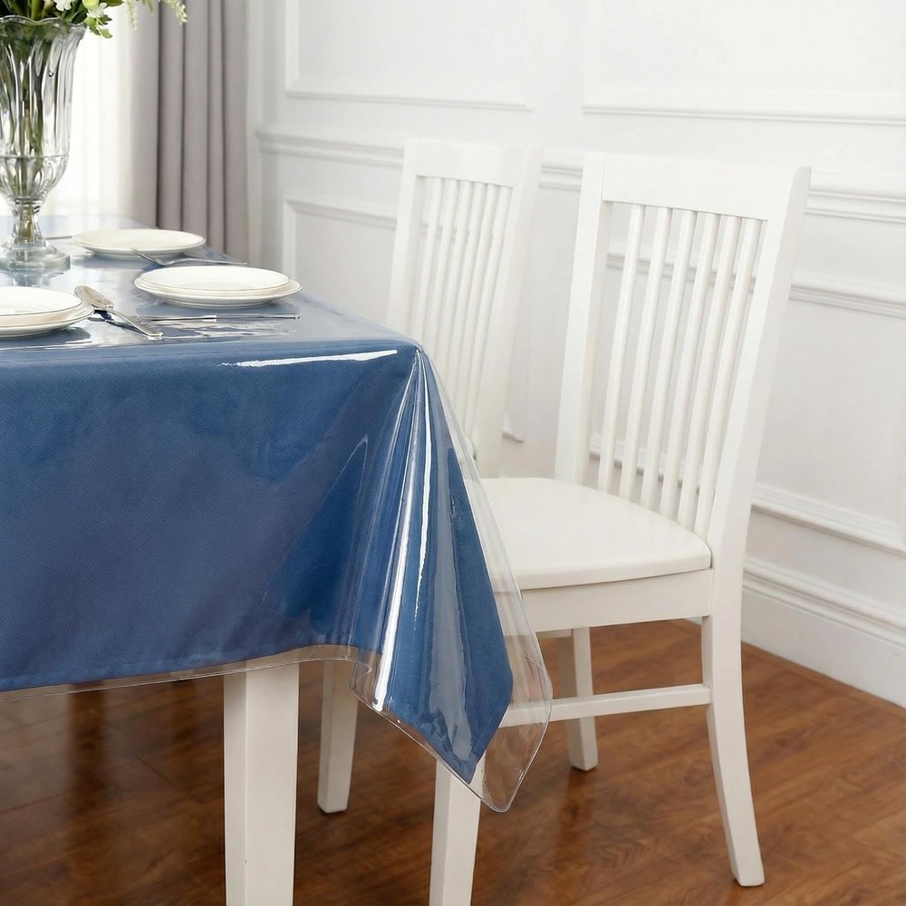 Clear Plastic Tablecloth Protector 55"x70" Waterproof Vinyl Table Cover Dining