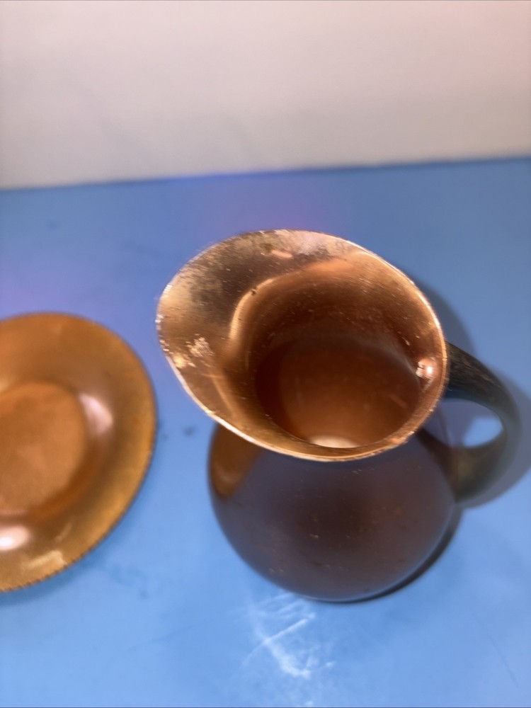 VTG-Mid Century Modern-copper Pitcher With Plate( S4)