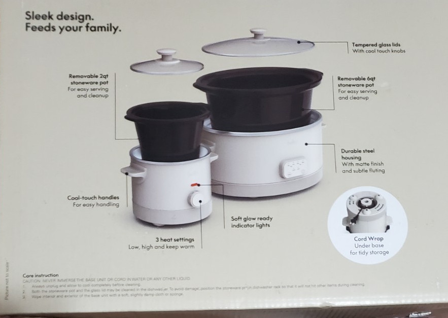 BELLA 6Qt & 2Qt Slow Cooker Set – Programmable, Nonstick, Dishwasher Safe
