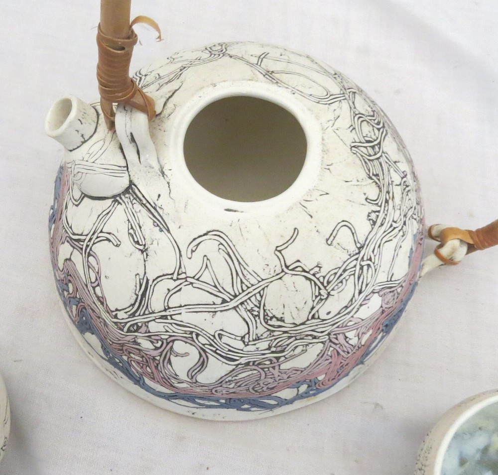 Romilla Batra Pottery Teapot & Two matching Cups