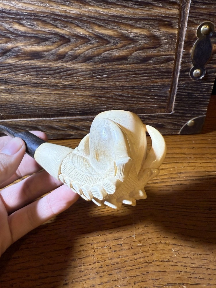 Rustic Patterned Special Handmade Eagle Claw Block Meerschaum Pipe With Box